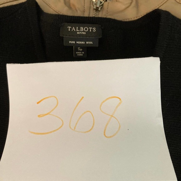 Talbots Petite Dress Womens Sz SP Black Merino Wool Front Zipper Sweater - Picture 10 of 10
